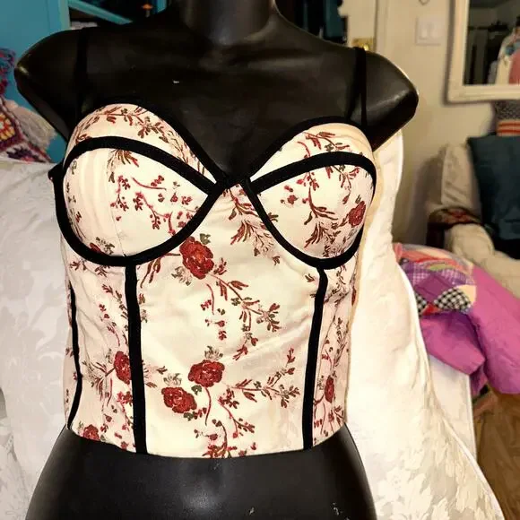 NWT LOVERS + FRIENDS FLORAL BUSTIER CORSET TOP XL - Picture 2 of 8